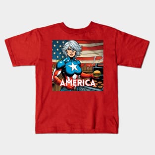 American Summertime  Female Superhero Cookout Kids T-Shirt